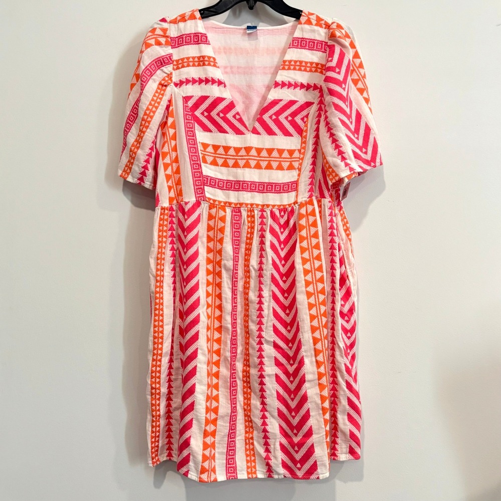 Old Navy Womens Mini Dress Medium Geometric Tribal Print Boho Eclectic 21856
